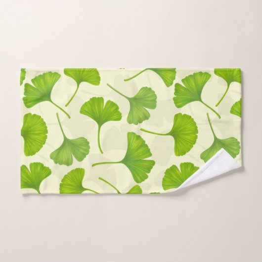 Motif Ginkgo sur blanc (Serviette à main)