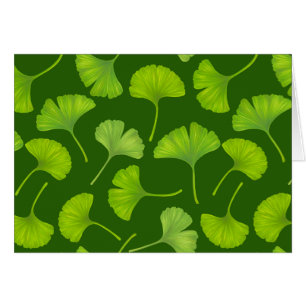 Motif Ginkgo sur vert foncé