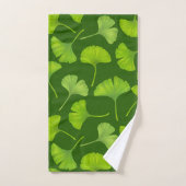 Motif Ginkgo sur vert foncé (Serviette à main)