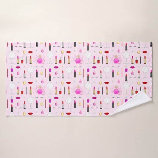 Motif Glamour de Maquilleuse Rose (Serviette de bain)