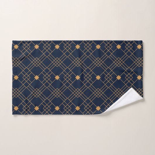 Motif Gold art déco sur arrière - plan bleu foncé (Serviette à main)