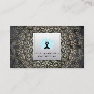 Motif Gold Mandala   Lotus Pose Carte de visite