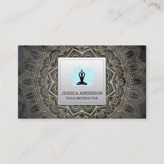 Motif Gold Mandala | Lotus Pose Carte de visite (Devant)