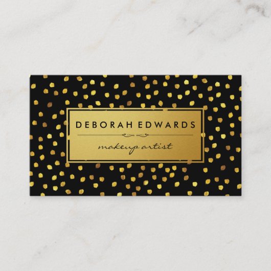 Motif Gold Speck élégant noir avec Étiquette or (Devant)