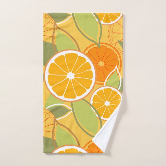Motif graphique d'agrumes orange frais (Serviette à main)