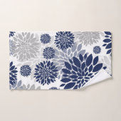 Motif graphique de fleurs gris bleu marine (Serviette à main)
