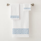 Motif grec bleu clair sur blanc (En situation)