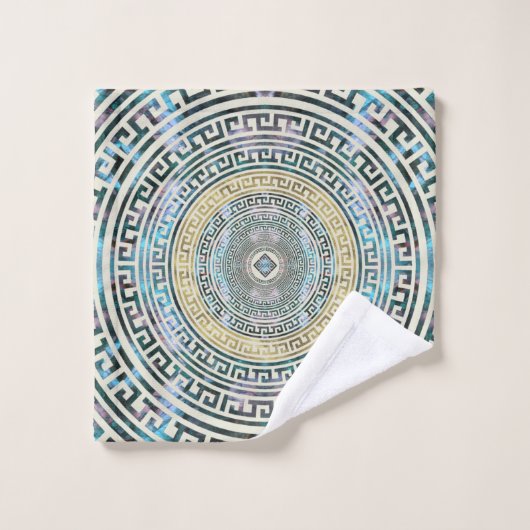 Motif grec circulaire de méandre - clé grecque (Gant de toilette)