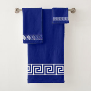 Motif grec élégant sur fond bleu marine et blanc