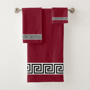 Motif Grec Noir Élégant sur Serviette de Bain Bour