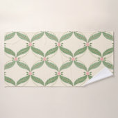 Motif Grille Fleurs Feuilles simples (Serviette de bain)