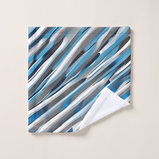 Motif gris, blanc et bleu (Gant de toilette)