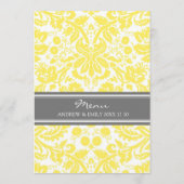 Motif gris de damassé de citron de menu de mariage (Dos)