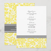 Motif gris de damassé de citron de menu de mariage (Devant / Derrière)