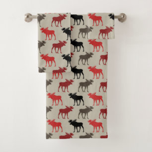Motif gris noir rouge d'orignaux