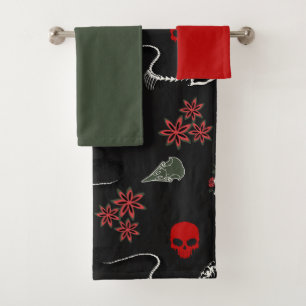 Motif Halloween Crânes et Roses Gothiques