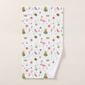 Motif heureux de Flamant rose de vacances (Serviette à main)