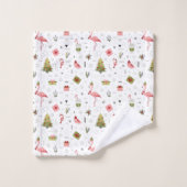 Motif heureux de Flamant rose de vacances (Gant de toilette)
