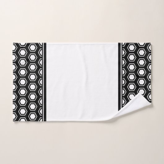 Motif hexagonal noir et blanc (Serviette à main)