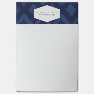 Motif Ikat dans Blue Designer Post-it Notes