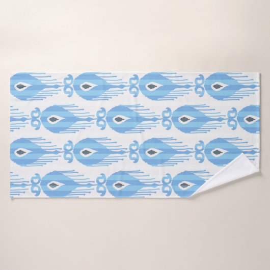 Motif Ikat en bleu et blanc (Serviette de bain)