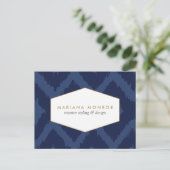 Motif Ikat en Blue Designer Carte postale (Debout devant)