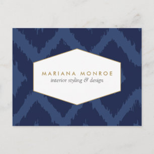 Motif Ikat en Blue Designer Carte postale
