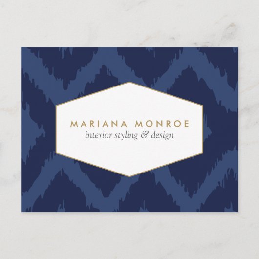 Motif Ikat en Blue Designer Carte postale (Devant)