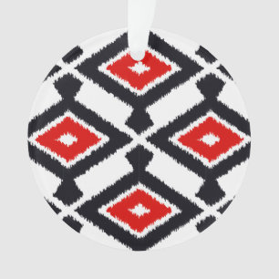 Motif Ikat - Rouge foncé, noir et blanc