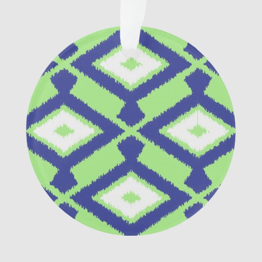 Motif Ikat - Vert, Indigo Bleu et Blanc (devant)
