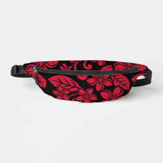 MOTIF ÎLE PLUMÉRIA EN NOIR/ROUGE