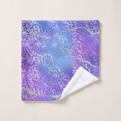 Motif imprimé léopard agate en violet et argent (Gant de toilette)