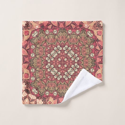 Motif indien abstrait médaillon. Boho et gypsy (Gant de toilette)