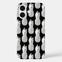 Motif iPhone 16 coque noir et blanc pour ananas