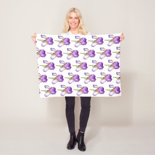 Motif Iris Violet ~ Couverture Fleece Florale Chic (En situation)