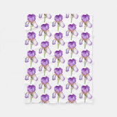Motif Iris Violet ~ Couverture Fleece Florale Chic (Devant)