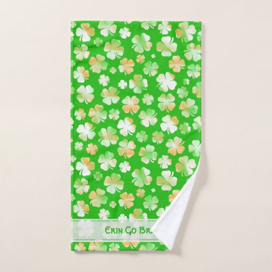 Motif irlandais au hasard vert/blanc/orange Shamro (Serviette à main)