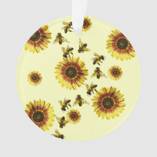 Motif jaune d'été de tournesols et d'abeilles de