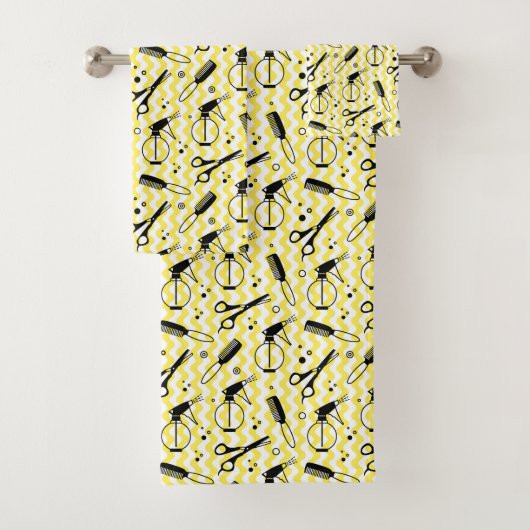 Motif jaune d'outil de coiffeur (En situation)