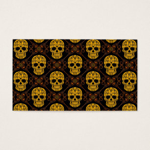 Motif jaune et noir de crâne de sucre
