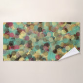 motif jaune rose vert et bleu abstrait (Serviette de bain)