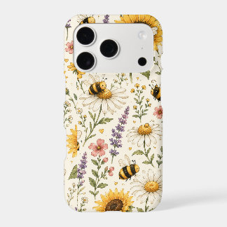 Motif joli bourdon et fleurs sauvages