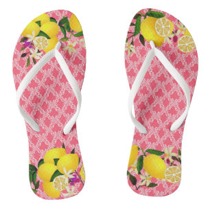 Motif jours citron Tongs cerise