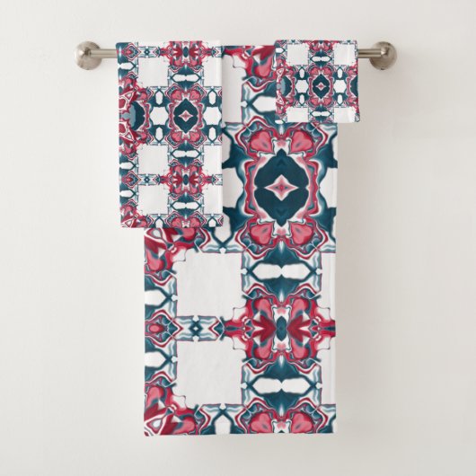 Motif kaléidoscope rouge et bleu (En situation)