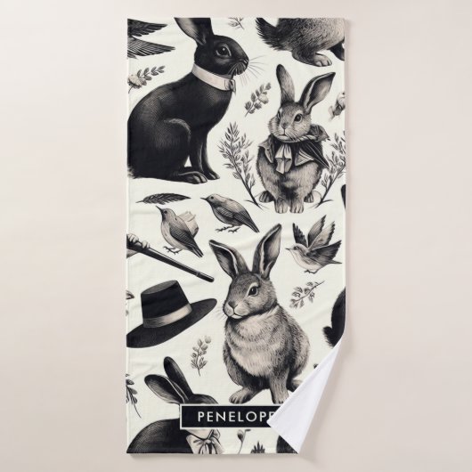 Motif lapin Vintage (Serviette de bain)