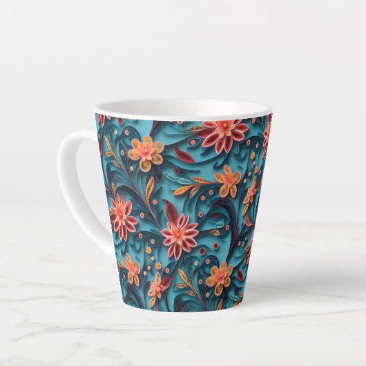 Motif Latte Mug en papier floral sans couture (Angle gauche)