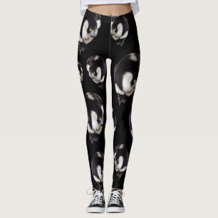 Motif Lémurien Noir Blanc Plein Impression Legging