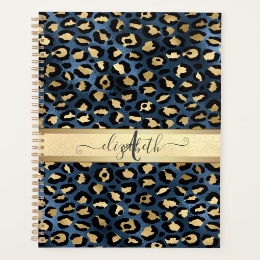 Motif léopard bleu or monogramme (Devant)