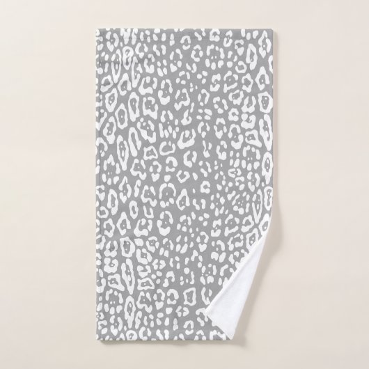 Motif léopard en blanc et gris clair (Serviette à main)