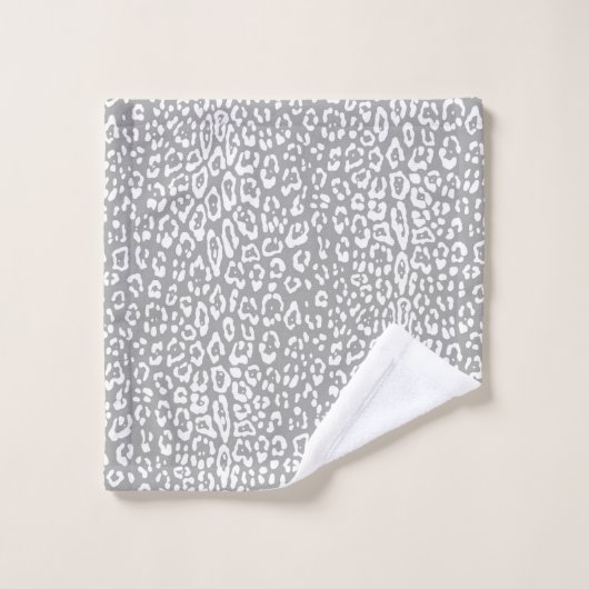 Motif léopard en blanc et gris clair (Gant de toilette)